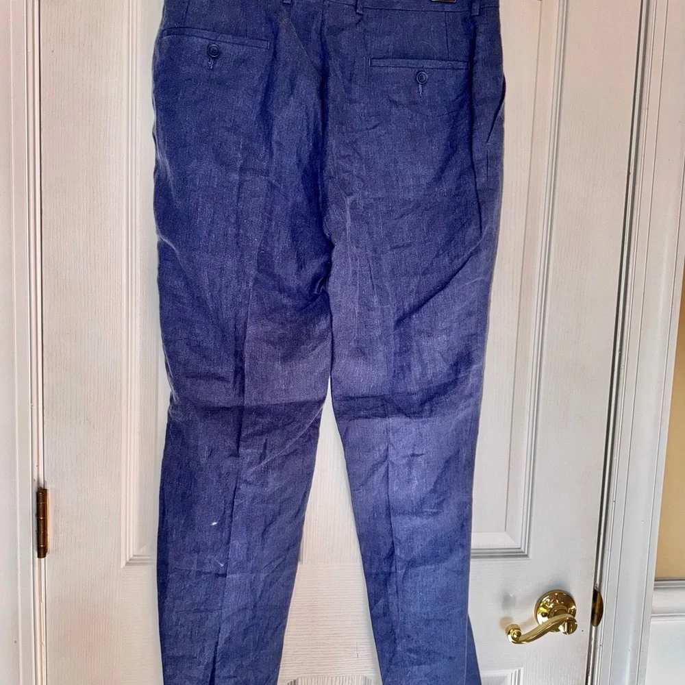 Bar III Men's Navy Dress Pants Slim Fit 100% Linen Size W34 L32